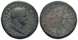 CYPRUS, Koinon of Cyprus. Vespasian. AD 69-79. Æ (27mm, 13.2 g). Dated RY 8 (AD 75/6). Laureate head right / Zeus Salaminios standing facing, holding ...