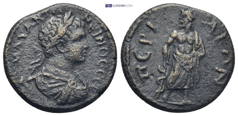 PAMPHYLIA, Perge. Caracalla AD 198-217, AE. 9.1 Gr. 23mm.
Laureate and cuirassed...