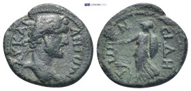 PAMPHYLIA. Side. Antoninus Pius (138-161). AE. 3.6 Gr. 18mm.
Laureate head right. 
Rev. Athena advancing left over serpent, holding pomegranate and sh...