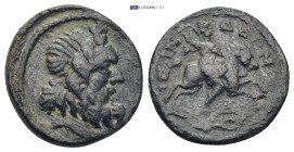 PISIDIA. Isinda. Pseudo-Autonomous. 4.25 Gr. 18mm.
Laureate head of Zeus right. 
Rev. Warrior on prancing horse right, weilding spear and fighting ser...