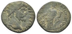 Pisidia, Antioch. Septimius Severus. A.D. 193-211. AE (21mm, 5.21 g). L SEPT SEV P-ERT AVG IMP, radiate head right / ANTIOCH FORTVNA COLON, Tyche stan...