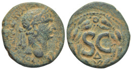 SYRIA, Seleucis and Pieria. Antioch. Trajan. AD 98-117. Æ As (27mm, 11.8 g). Struck AD 102-114. Laureate head right / Large S•C; Δ below; all within l...