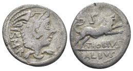 L. Thorius Balbus AR Denarius. Rome, 105 BC. 3.63 Gr. 19mm.
Head of Juno Sospita right, wearing goat skin headdress; I•S•M•R downwards behind 
Rev. Bu...