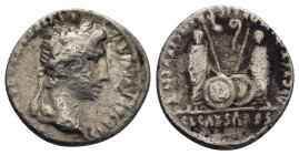 AUGUSTUS (27 BC-AD 14). Denarius. (18mm, 3.59 g) Lugdunum (Lyon). Obv: CAESAR AVGVSTVS DIVI F PATER PATRIAE. Laureate head right. Rev: AVGVSTI F COS D...