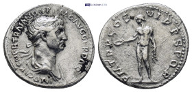 Trajan, (A.D. 98-117), issued 114-117, Rome mint, (18mm, 2.9 g), obv. laureate draped bust to right of Trajan, around IMP CAES NER TRAIAN OPTIM AVG GE...