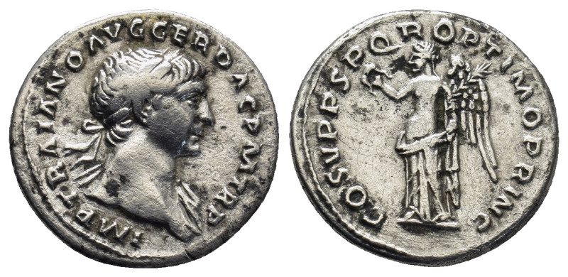 Trajan, 98-117. AR Denarius , Rome, 107-108. 3.37 Gr. 18mm.
Laureate head of Tra...