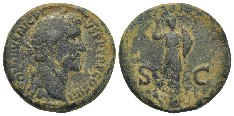 Antoninus Pius Æ As. (27mm, 13.6 g) Rome, AD 145-161. ANTONINVS PIVS P P TR P CO...