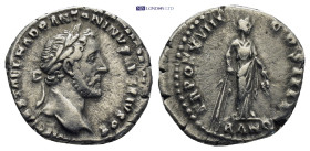 Antoninus Pius Denarius. (18mm, 3.0 g). 151-152 AD Rome. (RIC 218). Anv: Laureate bust of Antoninus Pius on the right, around legend: IMP CAES T AEL H...