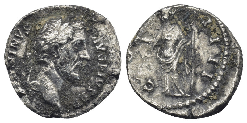 Antoninus Pius, AD 138-161. AR, Denarius. (18mm, 3.23 g). Rome. Obv: ANTONINVS A...