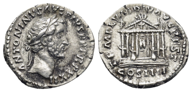 Antoninus Pius. AD 138-161. AR Denarius. Rome mint. 3.24 Gr. 18mm.
 Laureate hea...