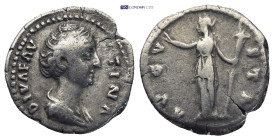 Diva Faustina (+141 AD). AR Denarius (17mm, 2.86 g), Rome. Obv. DIVA FAVSTINA, draped bust to right. Rev. AVGVSTA, Ceres (or Aeternitas) standing left...