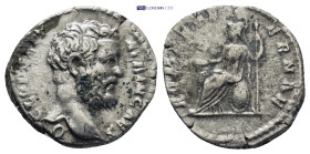 Clodius Albinus (195-197), Denarius 194-195, Rome mint (19mm, 2.84 g) 
Obverse: head facing right
D CLOD SEPT ALBIN CAES
Reverse: Roma seated left on ...