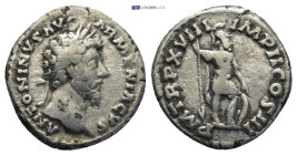 Marcus Aurelius. AD 161-180 Denarius . Rome 3.23 Gr. 18mm.
Laureate and cuirassed bust of Marcus Aurelius right.
 Rev. Mars standing facing, head righ...