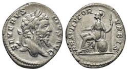 Septimius Severus (193-211), Denarius 207, Rome mint (19mm, 3.24 g) Obverse: laureate head rightSEVERVS PIVS AVGReverse: Roma seated left, holding pal...