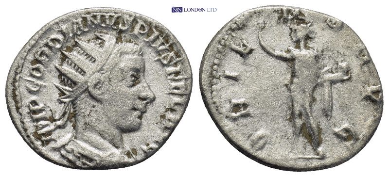 GORDIAN III, 238-244 AD. AR Antoninianus 3.89 Gr. 22mm.
Radiate draped bust 
Rev...