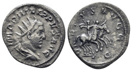 PHILIP I THE ARAB (244–249). Antoninianus. (21mm, 3.6 g) Rome. Obv: IMP PHILIPPVS AVG. Radiate, draped and cuirassed bust right. Rev: VIRTVS AVGG / E....