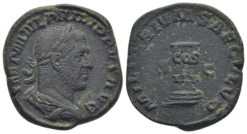 Philip I Æ Sestertius. (30mm, 13.3 g) Rome, AD 248. IMP M IVL PHILIPPVS AVG, lau...