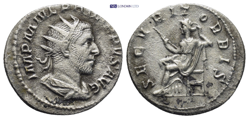 Philip I. A.D. 244-249. AR antoninianus Rome 3.2 Gr. 21mm.
Radiate, draped, and ...