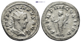 Philip I. A.D. 244-249. AR antoninianus. Rome 4 Gr. 22mm.
 radiate, draped and cuirassed bust of Philip I right 
Rev. Felicitas standing facing, head ...