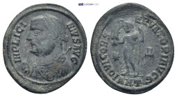 LICINIUS I. Follis. Ae. (20mm, 3.0 g). 308-324 AD Antioch. Obv: Laureate and draped bust to left holding scepter, around legend: IMP LICINIVS AVG. Rev...
