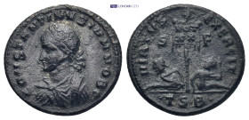 Constantine II. As Caesar, A.D. 317-337. AE Follis. Thessalonica, 3.55 Gr. 19mm.
Laureate, draped and cuirassed bust of Constantine II left 
Rev. Two ...