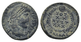 Constantius II. A.D. 337-361. Æ 4 (15mm, 2.0 g). Antioch mint, Struck A.D 347-348. DN CONSTANTIVS PF AVG, pearl-diademed, draped and cuirassed bust ri...