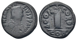 Anastasius I Æ Decanummium. (19mm, 4.1 g) Constantinople, AD 512-518. D N ANASTASIV P P A, diademed, draped and cuirassed bust right / Δ CONCORDI, lar...
