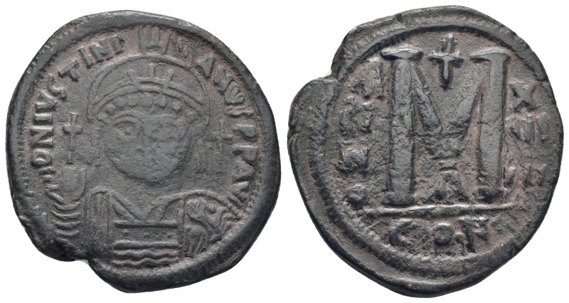 Justinian (527-565 AD). Antioch AE Follis (31mm, 18.5 g) Obv: D N IVSTINIANVS P ...