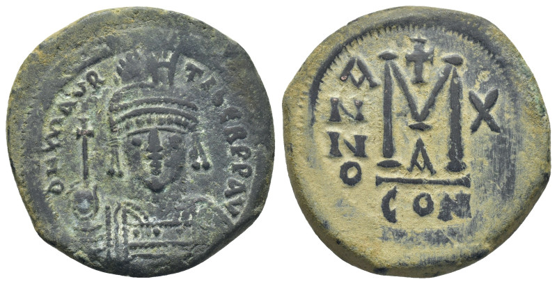 Maurice Tiberius. 582-602. Æ follis (28mm, 12.0 g). Constantinople, RY 10 (591/2...