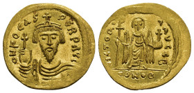 Phocas AV Solidus Phocas (602-610 AD). AV Solidus (21mm, 4.36 g), Constantinople, officina B. Obv. D N FOCAS PERP AVG, Cuirassed bust facing, wearing ...