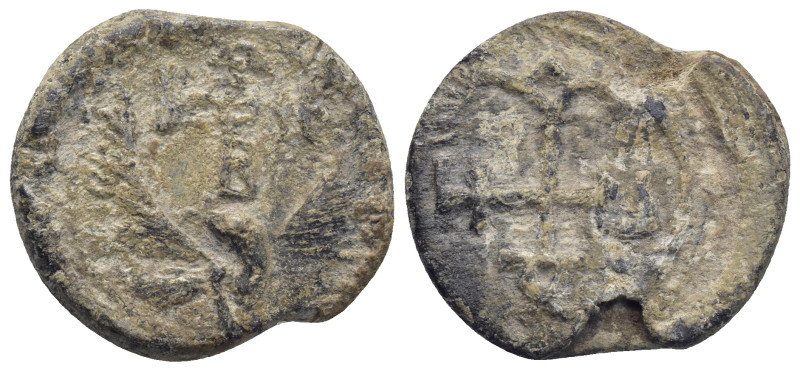 Byzantine Lead Seal (24mm, 11.91 g) Obv: Eagle standing facing, head right, wing...