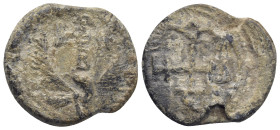 Byzantine Lead Seal (24mm, 11.91 g) Obv: Eagle standing facing, head right, wings spread, cruciform monogram. Rev: Cruciform monogram.