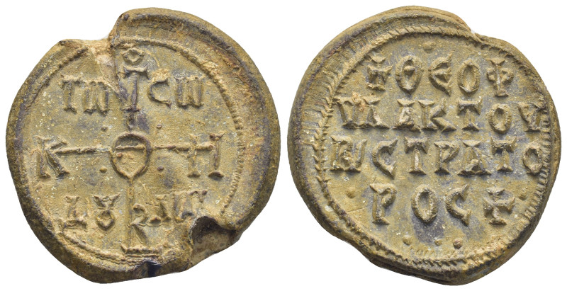 Byzantium lead seal 8th century  (31mm, 28.52 g)
Obv.  Cruciform monogram. Lett...