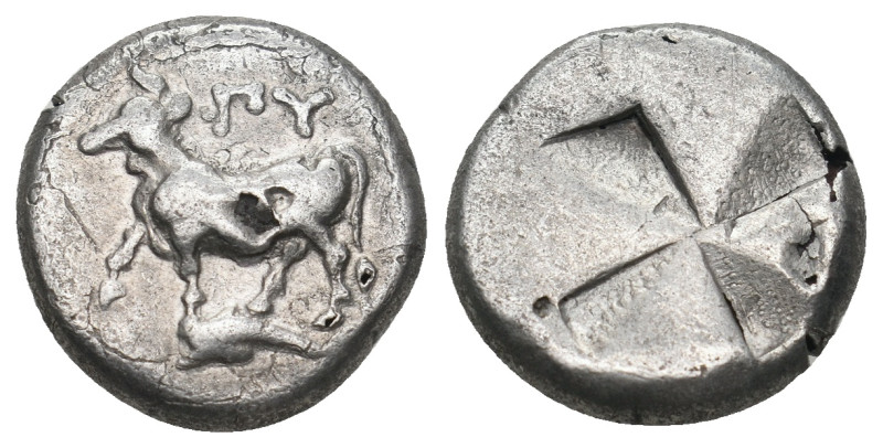 THRACE. Byzantion. Siglos (Circa 340-320 BC).
Obv: 'ΠΥ.
Bull standing left on ...