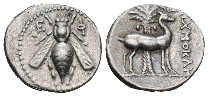 IONIA. Ephesos. Drachm (Circa 390 - 325 BC). Aixmokles, magistrate.
Obv: Ε - Φ....