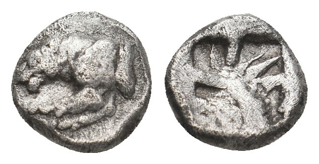 CARIA. Mylasa(?). Circa 520-490 BC. AR Obol(?). Persic standard(?).
Obv: Forepa...