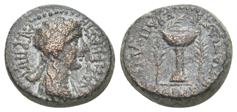 PHRYGIA. Hierapolis. Agrippina II (wife of Nero, 54-68). AE
Obv.: [ΑΓΡΙΠΠΕΙ]ΝΑ Σ...