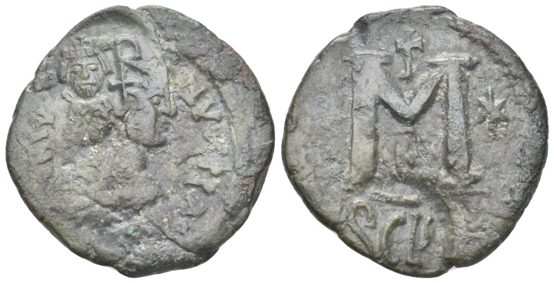 HERACLIUS (610-641). Follis. Uncertain mint in Sicily.
Obv: Crowned and draped f...