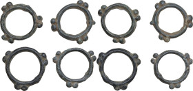 Celtic World. Lot of four (4) AE 'Ring money'. Knobbed. Weights: from 4.28 to 2.64 g. AE. 25.00 mm.