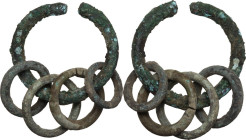 Celtic World. Multiple lot of five (5) 'proto money' bronze rings. Weights: from 26 to 4 g. Dimensions: from 50 to 22 mm. AE. Interesting group.