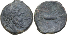 Greek Italy. Northern Apulia, Salapia. AE 21 mm, 225-210 BC. Obv. Laureate head of Zeus right. Rev. Boar right; above, wreath. HN Italy 691; HGC 1 640...