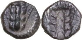 Greek Italy. Southern Lucania, Metapontum. AR Obol, c. 540-510 BC. Obv. Ear of barley with six grains. Rev. Incuse ear of barley with six grains. HN I...