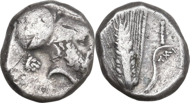 Greek Italy. Southern Lucania, Metapontum. AR Stater, 340-330 BC. Obv. Head of L...