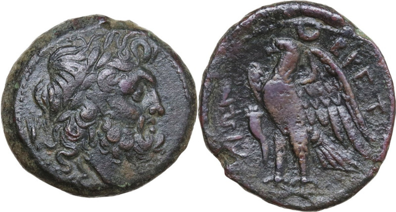 Greek Italy. Bruttium, The Brettii. AE Unit, 214-211 BC. Obv. Laureate head of Z...