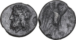 Sicily. Akragas. AR Litra, 278-275 BC. Obv. Laureate head of Zeus left. Rev. Eagle standing right, wings open. HGC 2 110. AR. 0.95 g. 12.00 mm. RRR. E...