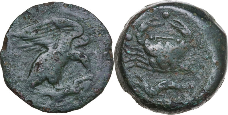 Sicily. Akragas. AE Tetras or Trionkion, c. 425-410 BC. Obv. Eagle standing righ...