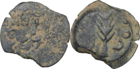 Greek Asia. Judaea. Porcius Festus, Procurator 59-62. AE Prutah in the name of Nero, Jerusalem mint. Obv. NЄP/ωNO/C in three lines within wreath. Rev....
