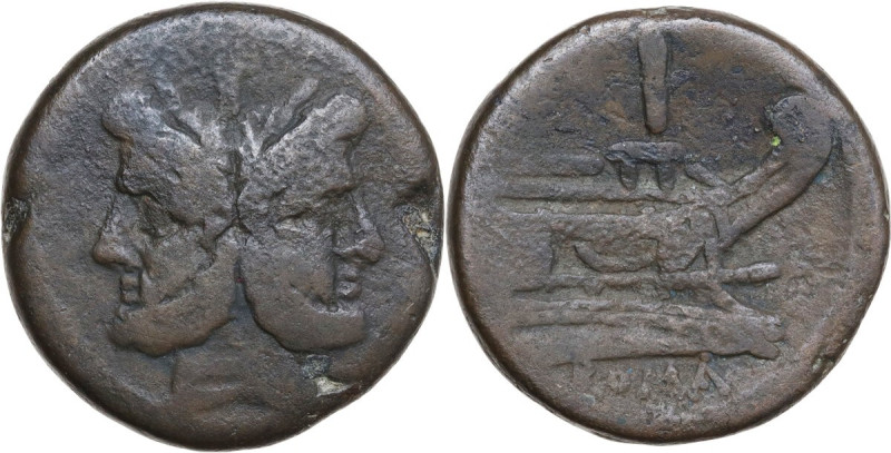 Anonymous Sextantal series. AE As, after 211 BC. Obv. Laureate head of Janus; ab...