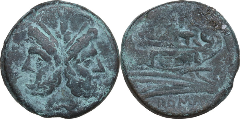 Anonymous Sextantal series. AE As, after 211 BC. Obv. Laureate head of Janus; ab...