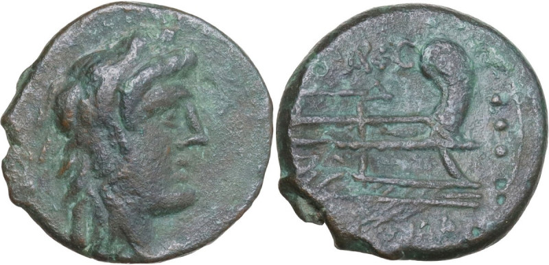 M. Vargunteius. AE Quadrans, 130 BC. Obv. Head of Hercules right; behind, three ...